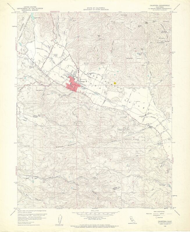 1958 Calistoga Diamond Mtn Quad - 7.5 Minute Sheet