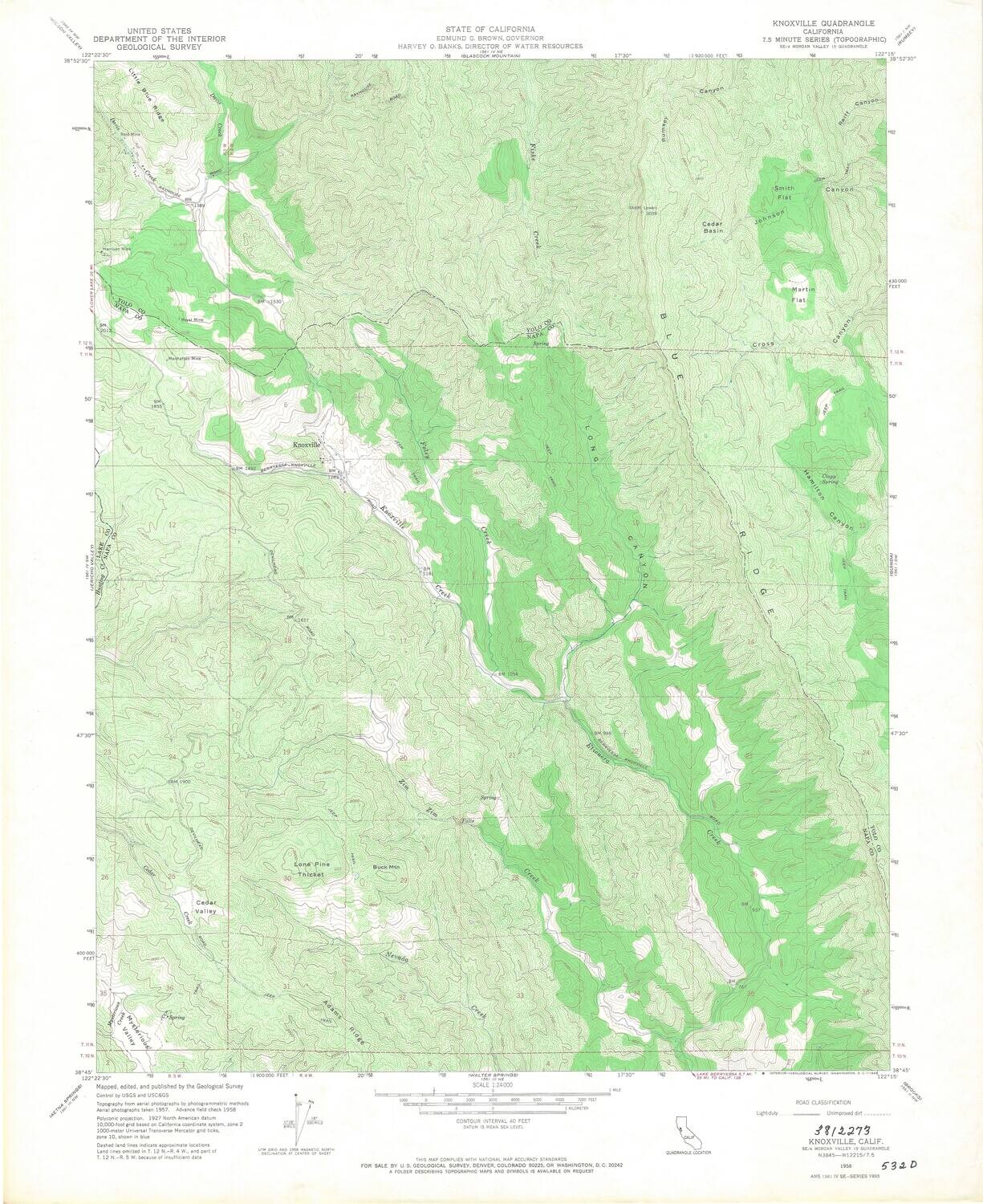 1958 Knoxville Napa Co. 7.5 Topo