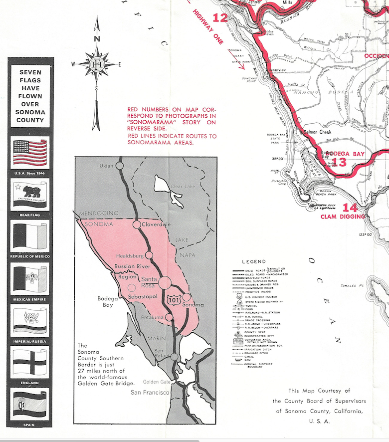 1960 Seven Flags over Sonoma in Lithograph