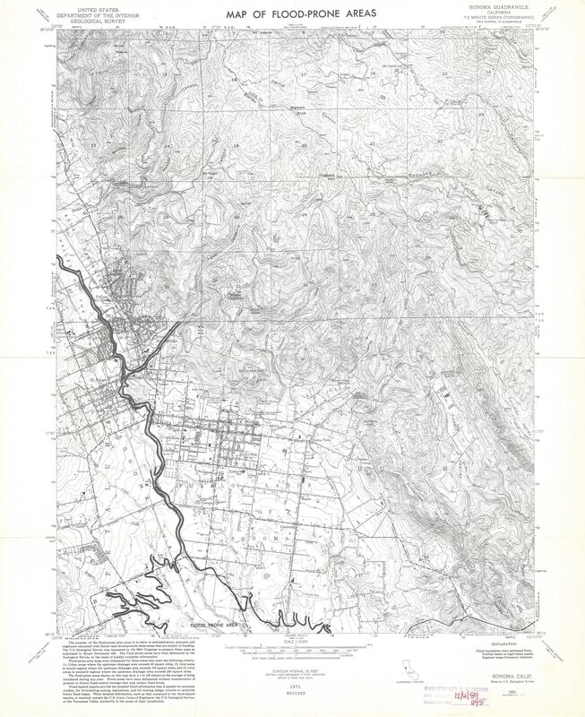 1971 (1954) Sonoma Flood Plain Quad -7.5 Minute sheet in Monochrome