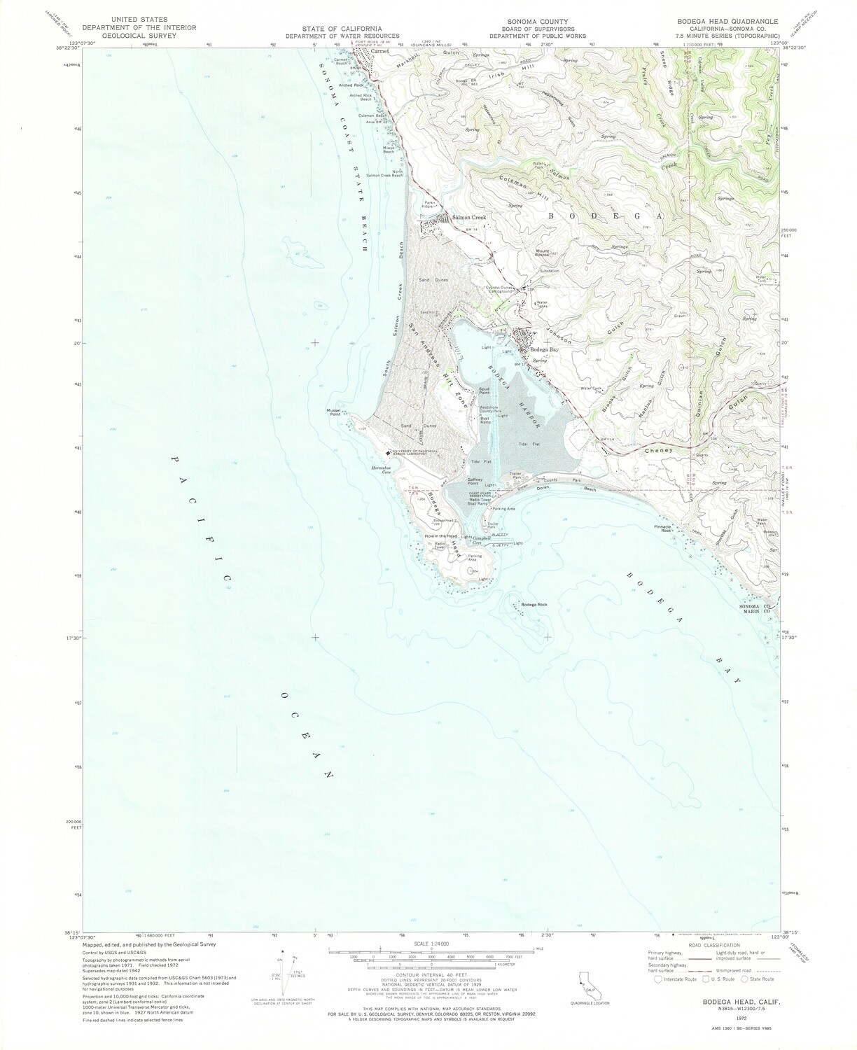 1972 Bodega Head 7.5 Minute Sheet