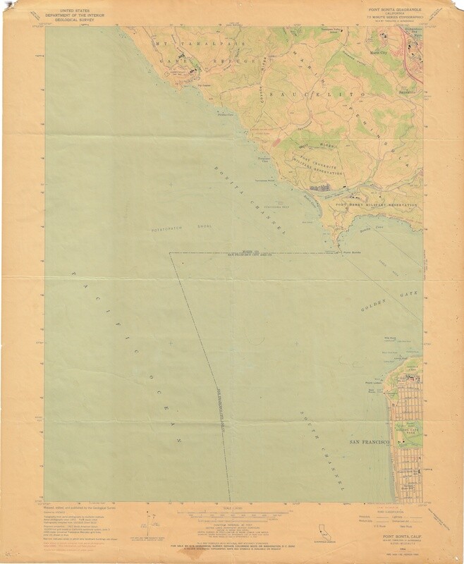 1968 (1954) Point Bonita , Pt Lobos Quad - 7.5 Minute Sheet