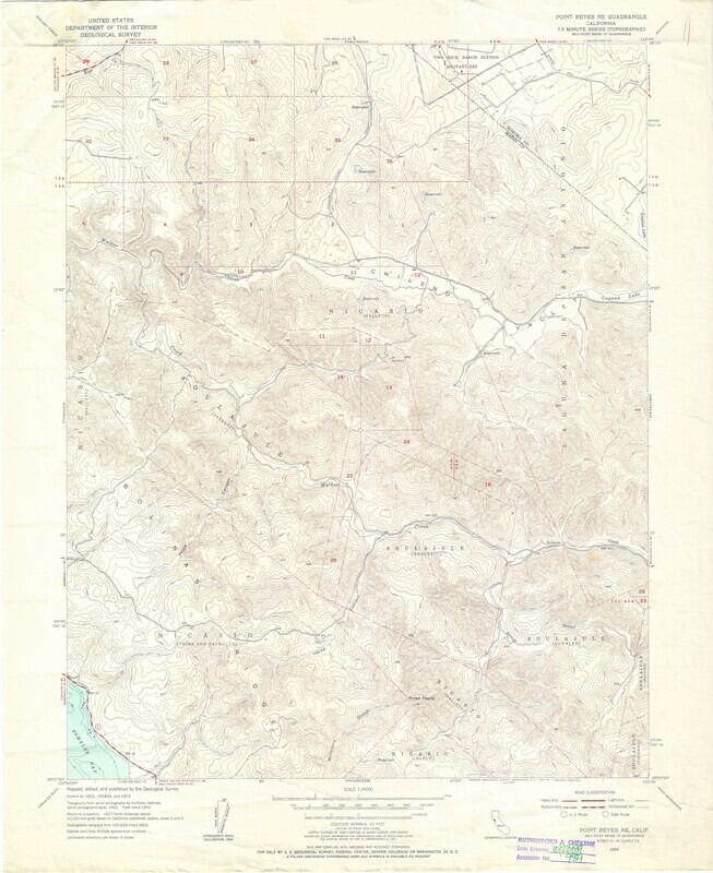 1964 Point Reyes Quad USGS 7.5 minute sheet