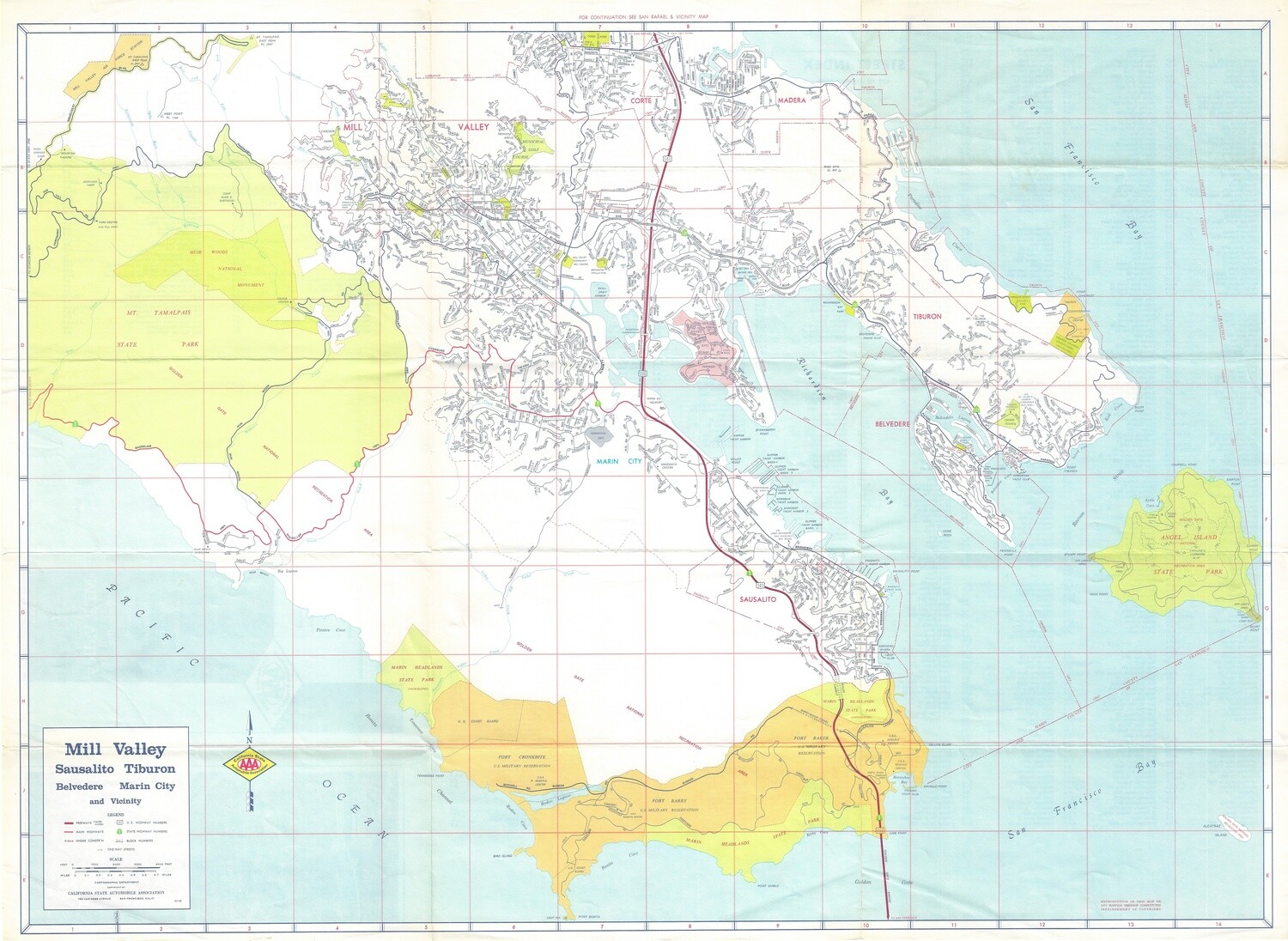 1979 Map of Mill Valley Ca by AAA