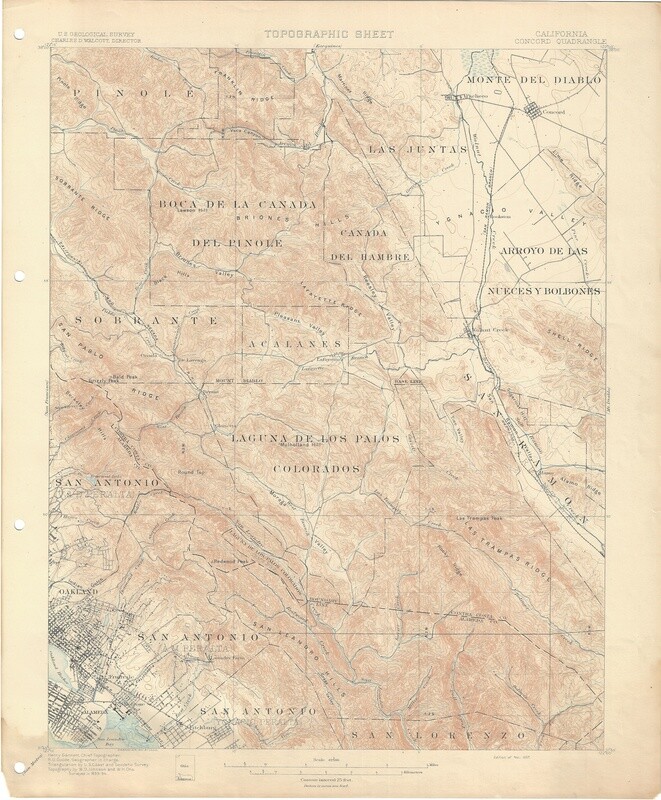 1897 USGS Concord Quadrangle 15 Minute 1st Edition in Copper Engraving