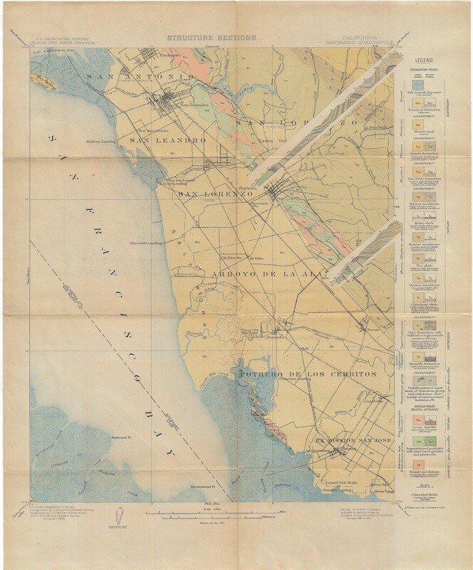 1911 USGS Concord and Hayward Structural Sheets - Pair Only 