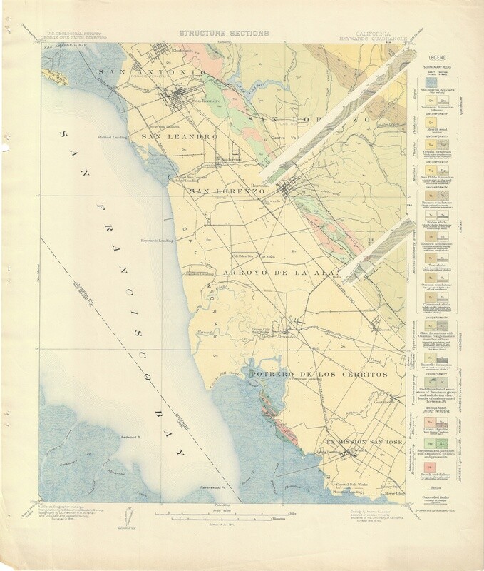 1914 (1910) USGS Structure Section Hayward Quad 15 Minute sheet