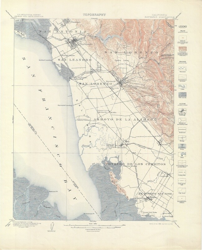 1913 (1899) USGS Topography Hayward sheet