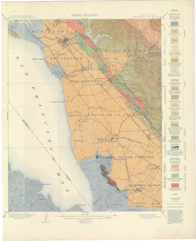 1913 (1910) USGS Areal Geology Hayward Quad 15 Minute