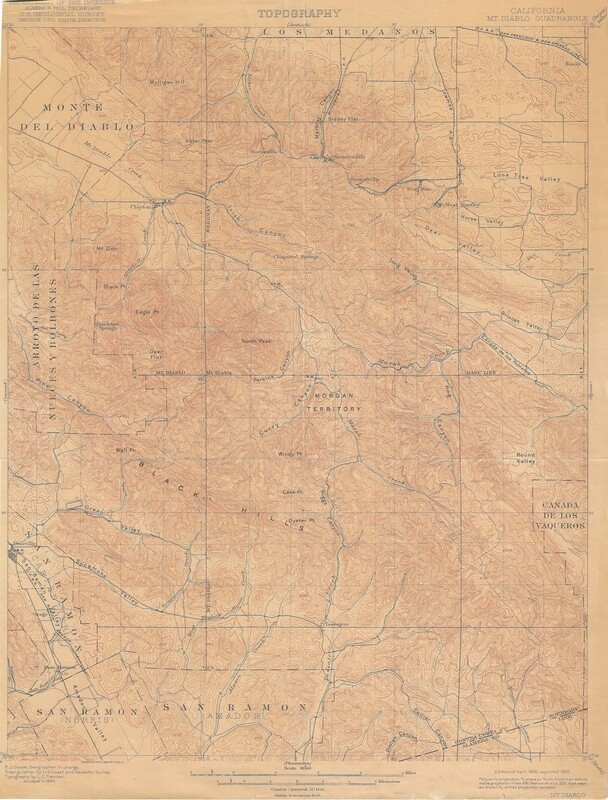 1922 (1898) USGS Topo Mt Diablo Quad 15 Minute