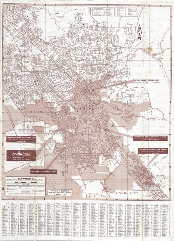 1964 Hayward , Ca by the Regal Map Co in Offset Litho