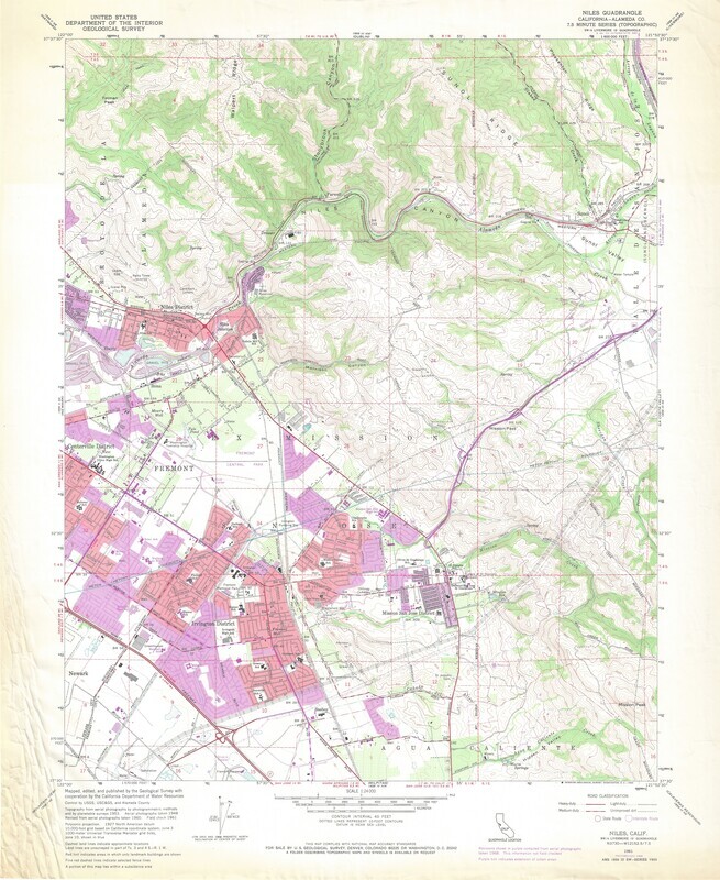 1968 (1951) USGS Niles District Fremont 7.5 min sheet