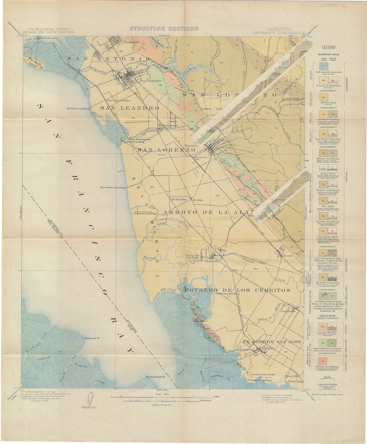 1910 (1896) USGS Haywards Quad Structural Geology