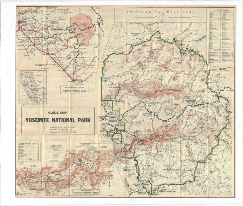 1930 Motorist Guide Map and Manual to Yosemite Park 