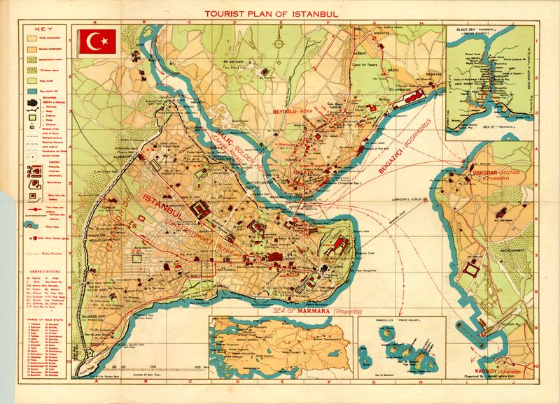 2017 (1940) Tourist Plan of Istanbul, Turkey - reprint
