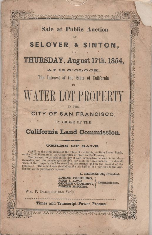 1854 San Francisco Water Lots Auction Catalog w/ manuscript additions