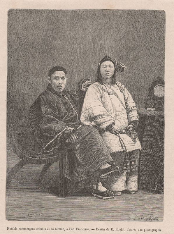 1868 Chinese Merchants in San Francisco , from a photograph 