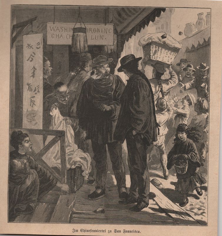 1860 View of a Chinatown Laundry 