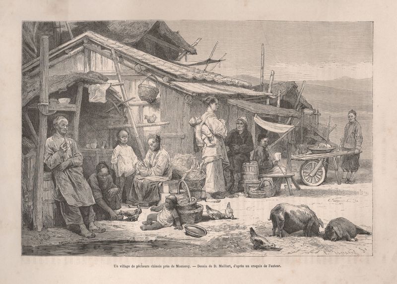 1873 View of the Chinese Fishing Village in Monterey , Ca.