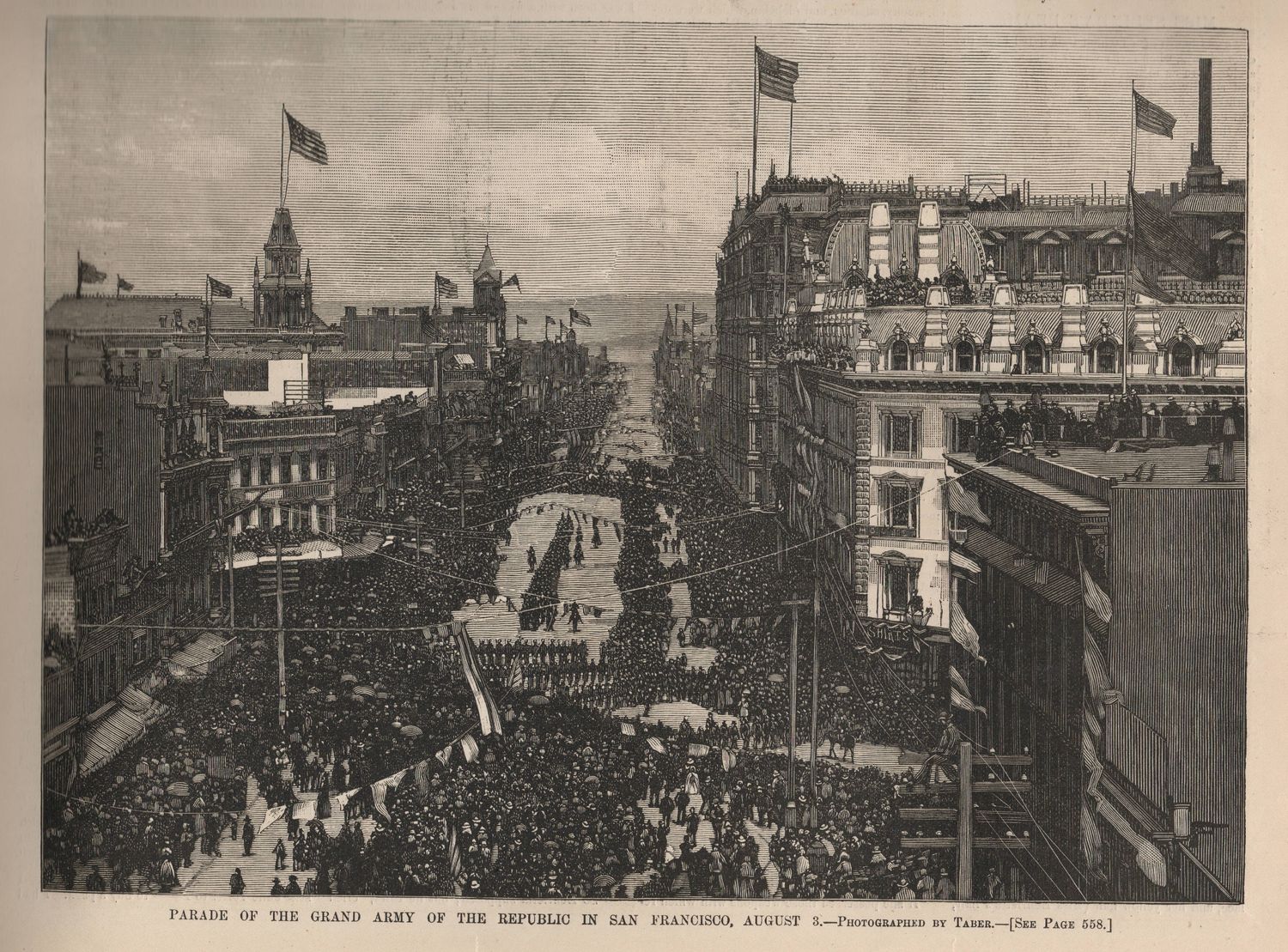 1886 Parade View Down Market St for G.A.R. Days