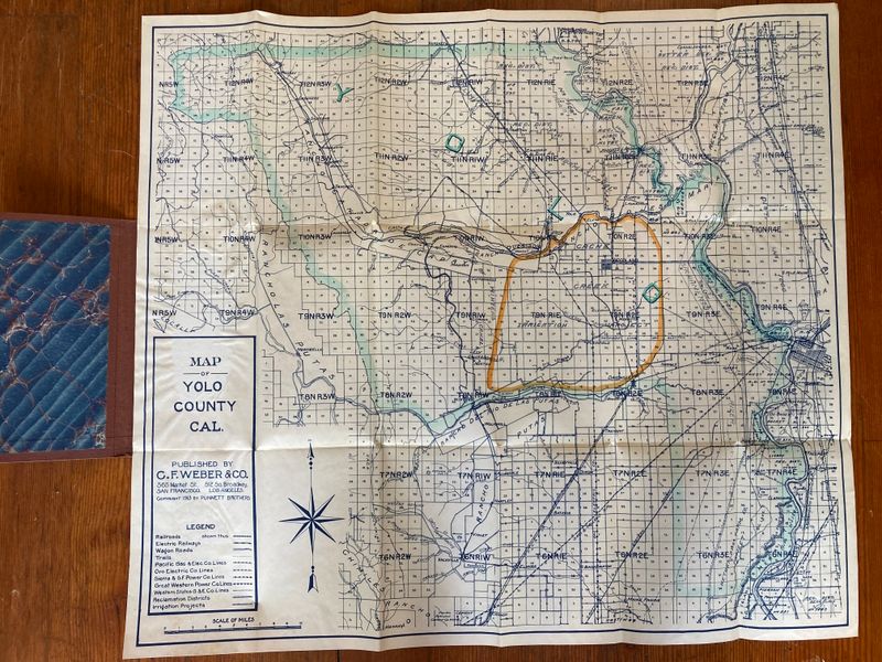 1914 Folding Map of Yolo County by Punnett