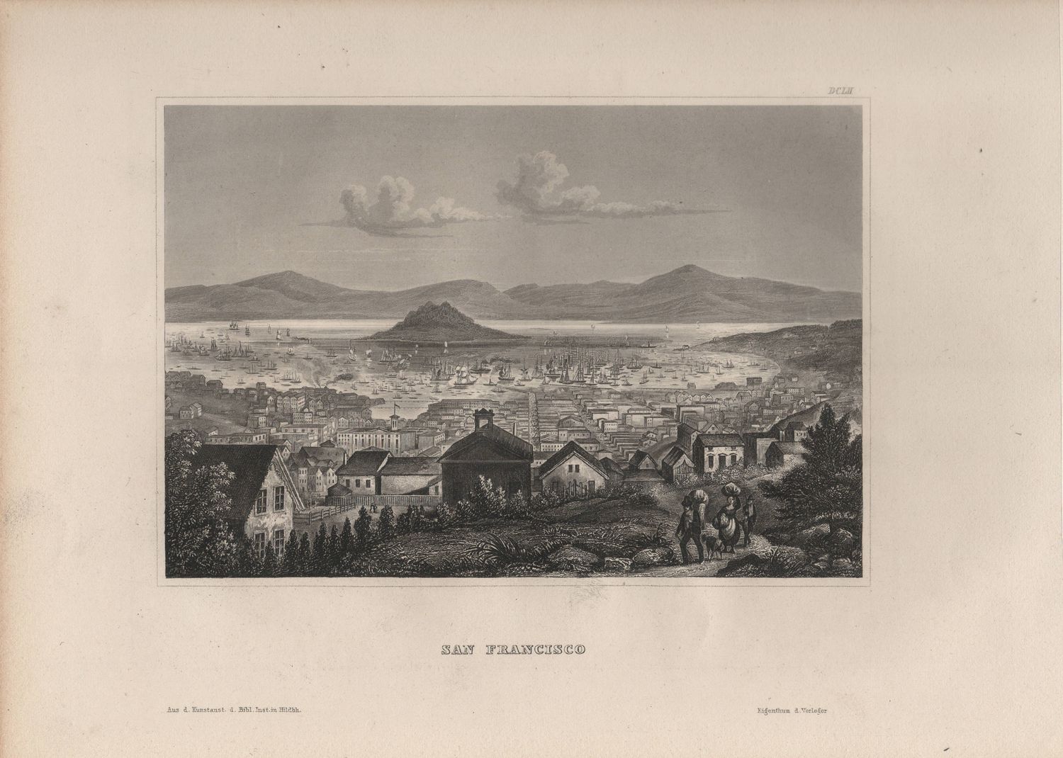1854 View of San Francisco by Myers in Steel engraving