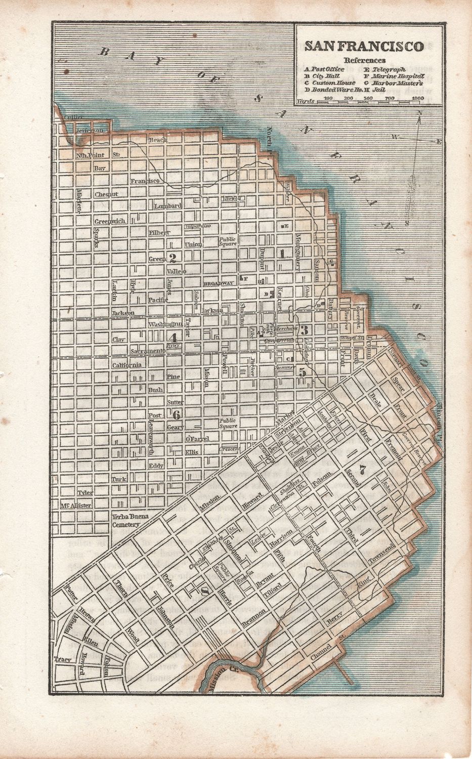 1855 San Francisco City Map from Charles Savage 