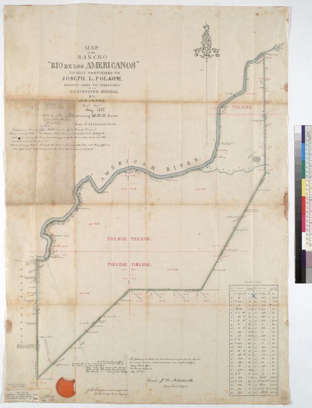 2018 (1857) Rio de Americanos Rancho Desenio Map -Reprint