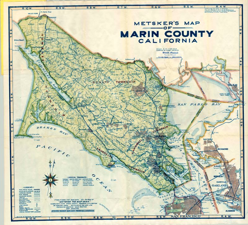 2019 (1955) Marin county by Metzgers w/ hand color -Reprint
