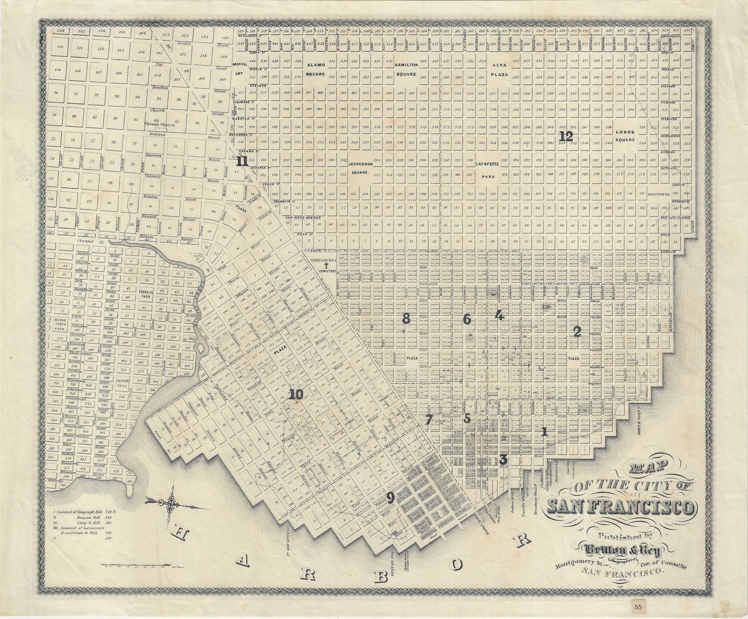 1861 San Francisco by Britton &amp; Rey in Lithography