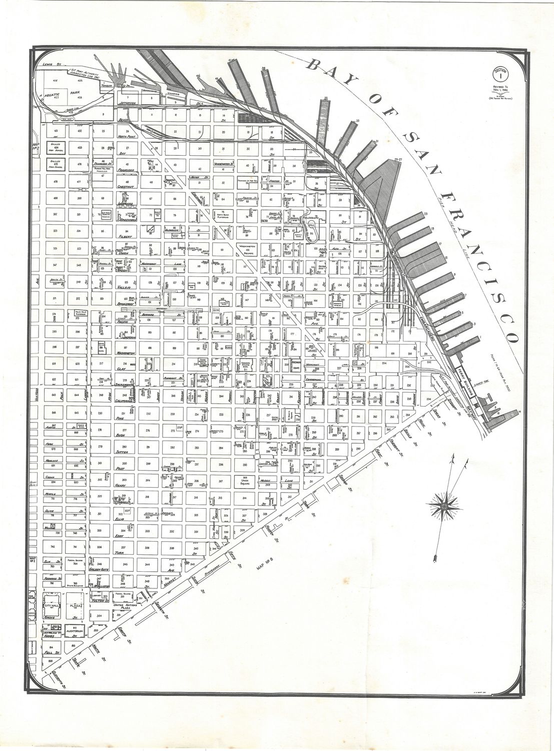 1959 City and County of San Francisco CA Planning map of 50 Vara Survey
