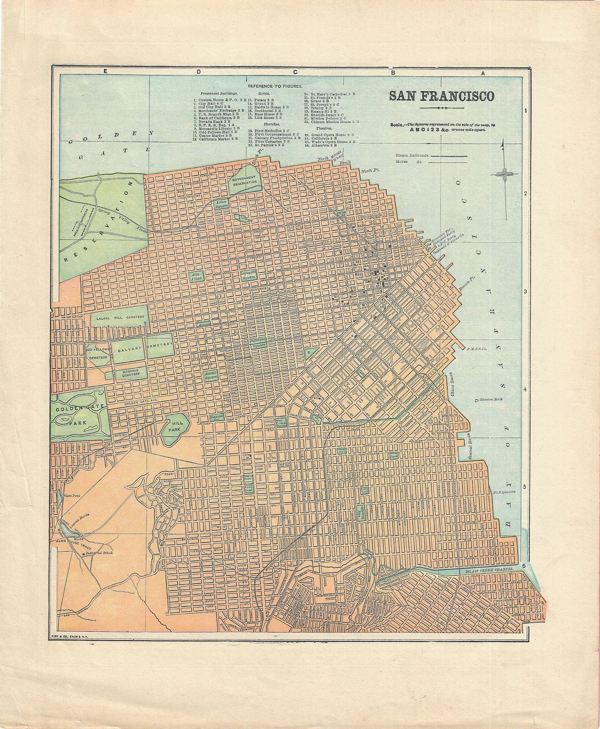 1887 Map of San Francisco by Fiske and Co.