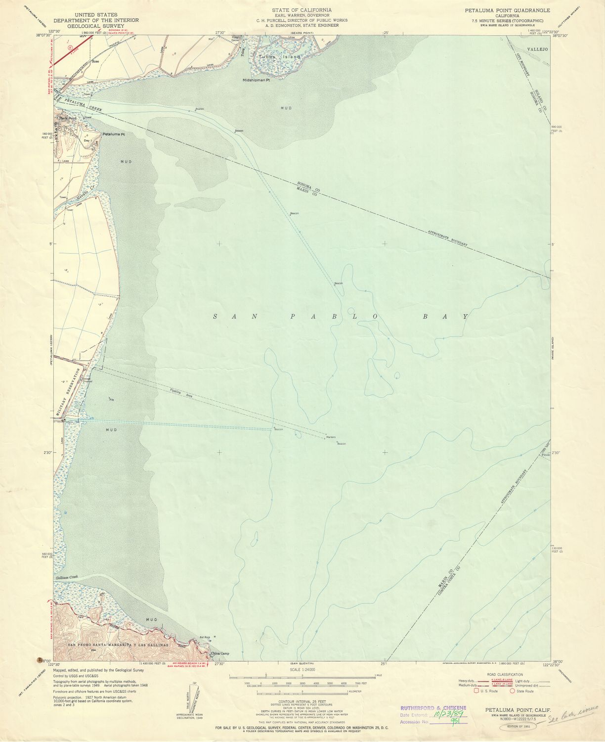 1951 Petaluma Point 7.5 Topo