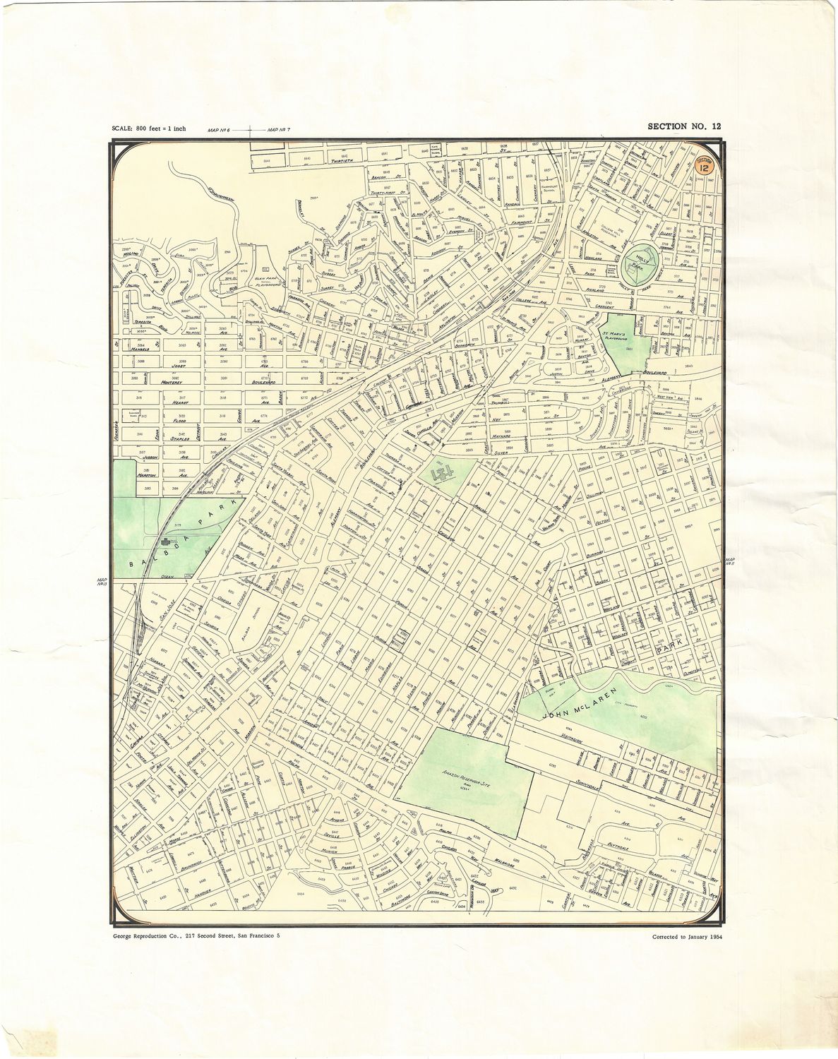 1954 San Francisco Section 12- Crocker Amazon, Excelsior and Cayuga Terra