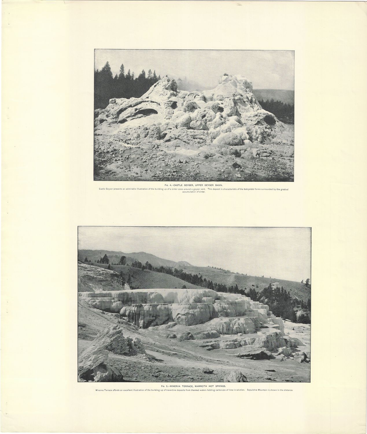 1896 3 illustrated Photo Sheets of Yellowstone National Park Geological Formations in Photolithography