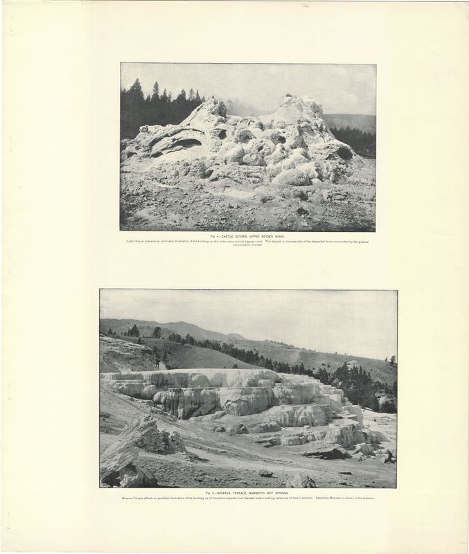 1896 3 illustrated Photo Sheets of Yellowstone National Park Geological Formations in Photolithography