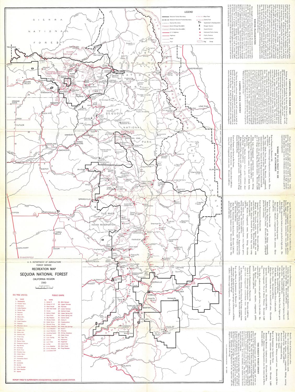 1940 Sequoia National Forest by US Dept.Ag. Forestry Dept.