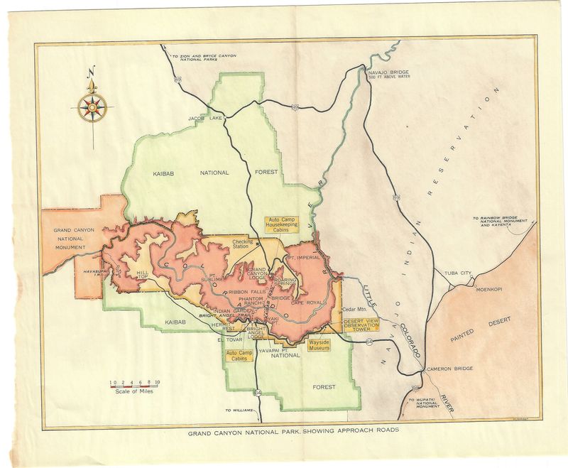 1948 Route In and Around the Grand Canyon, AZ