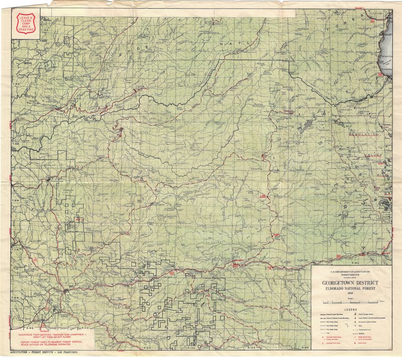 1950 Georgetown District -Lake Tahoe Westside w/ hand color