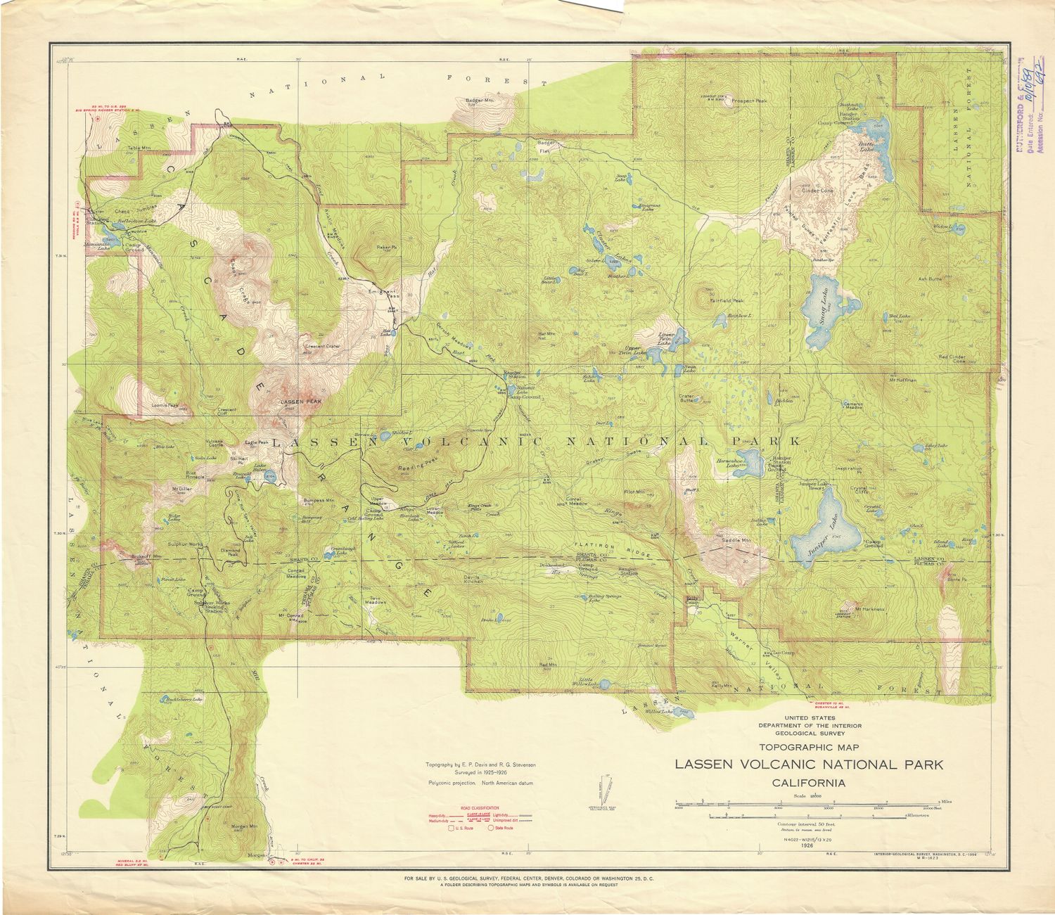 1956 (1926) Lassen Volcanic National Park - 7.5 minute series