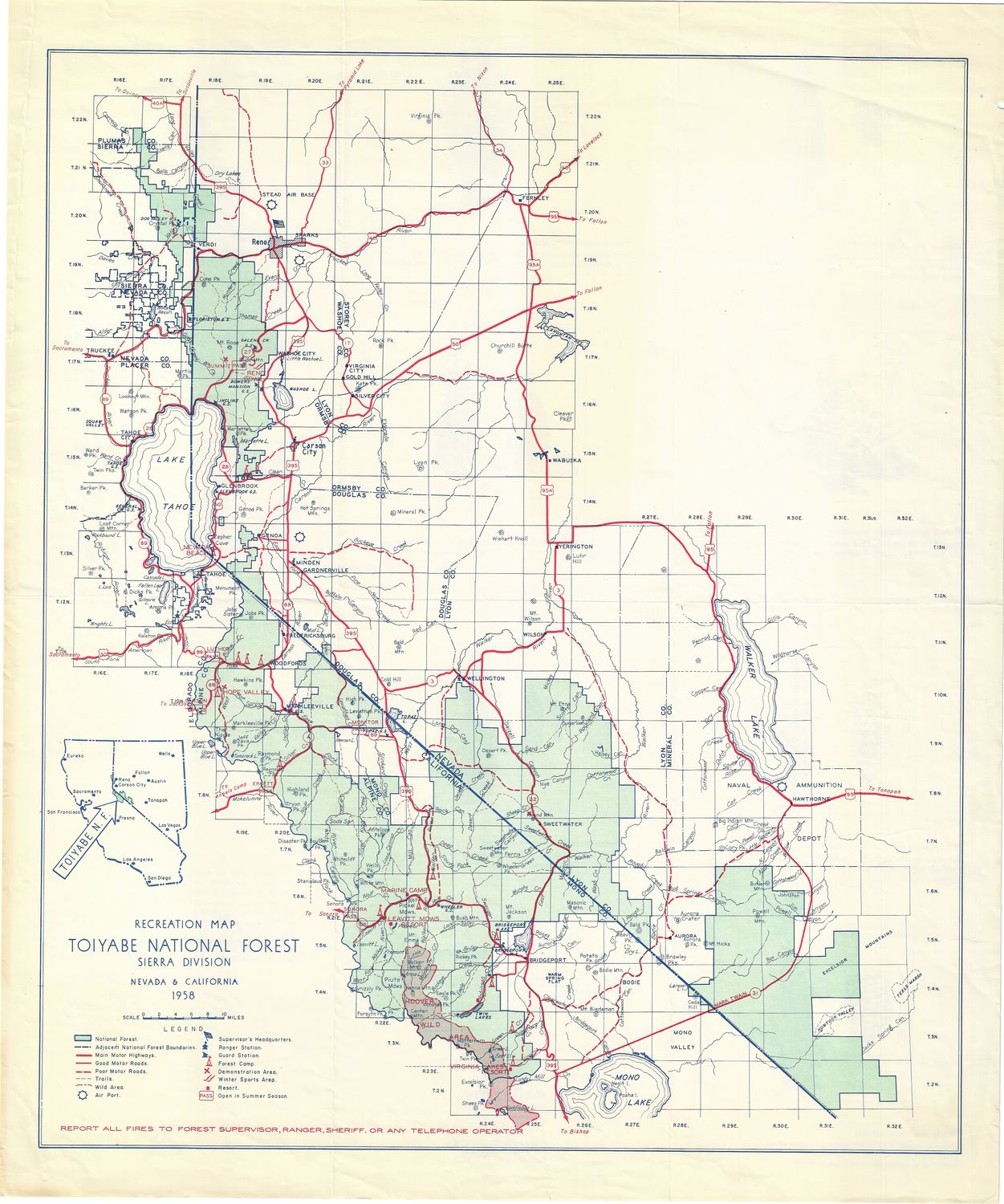 1958 Toiyabe National Forest, Lake Tahoe, Mono Valley
