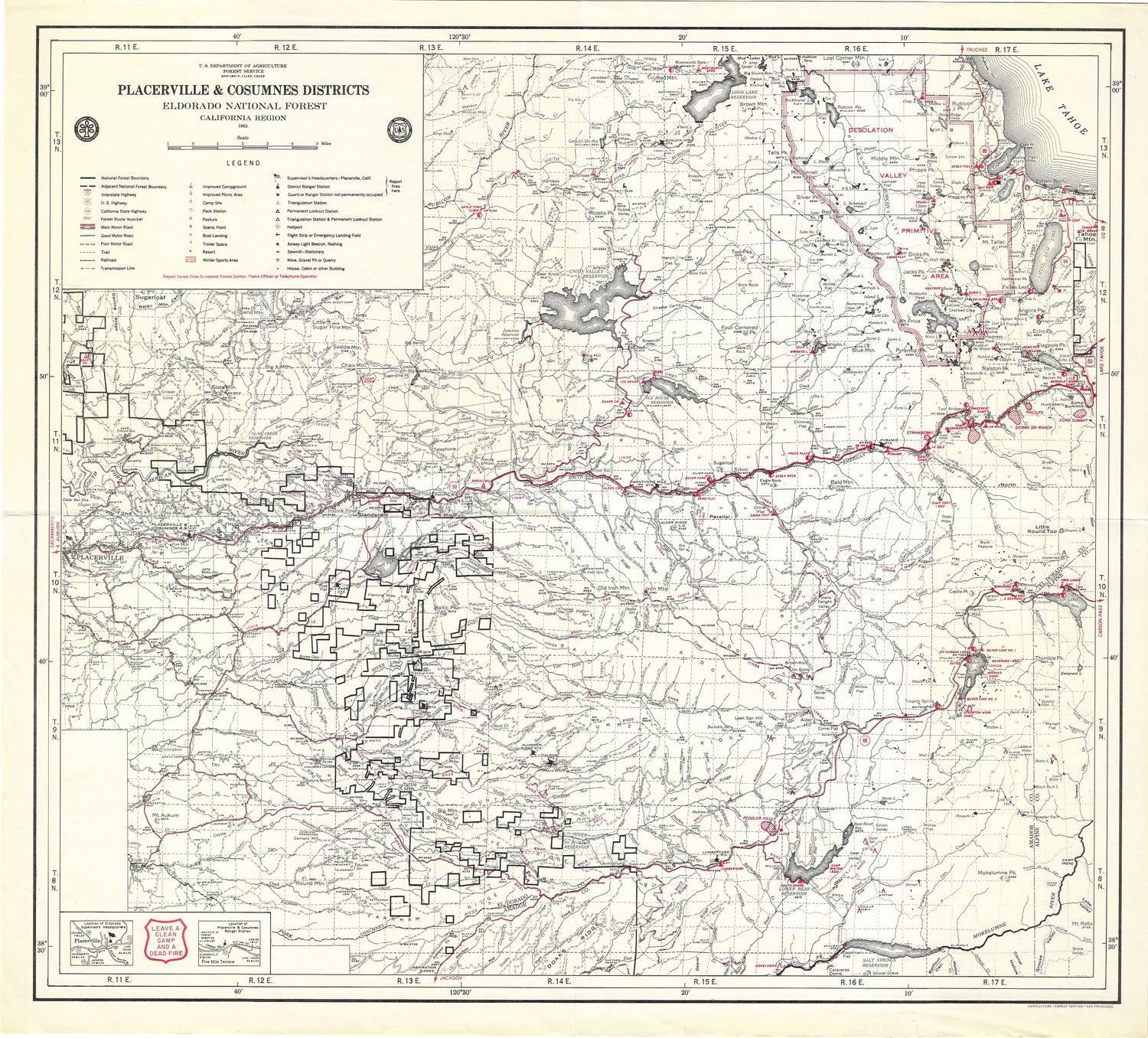 1963 Placerville &amp; Consumnes w/ Lake Tahoe by Dept.of Forestry