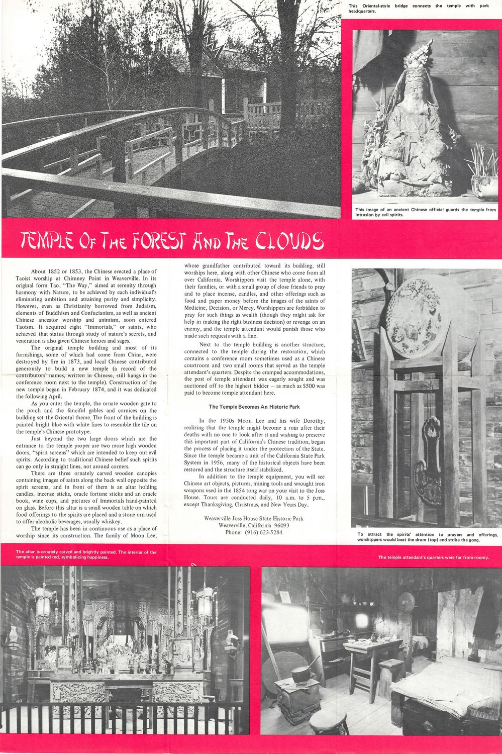 1970 Joss House Historic State Park Pamphlet, Weaverville Ca