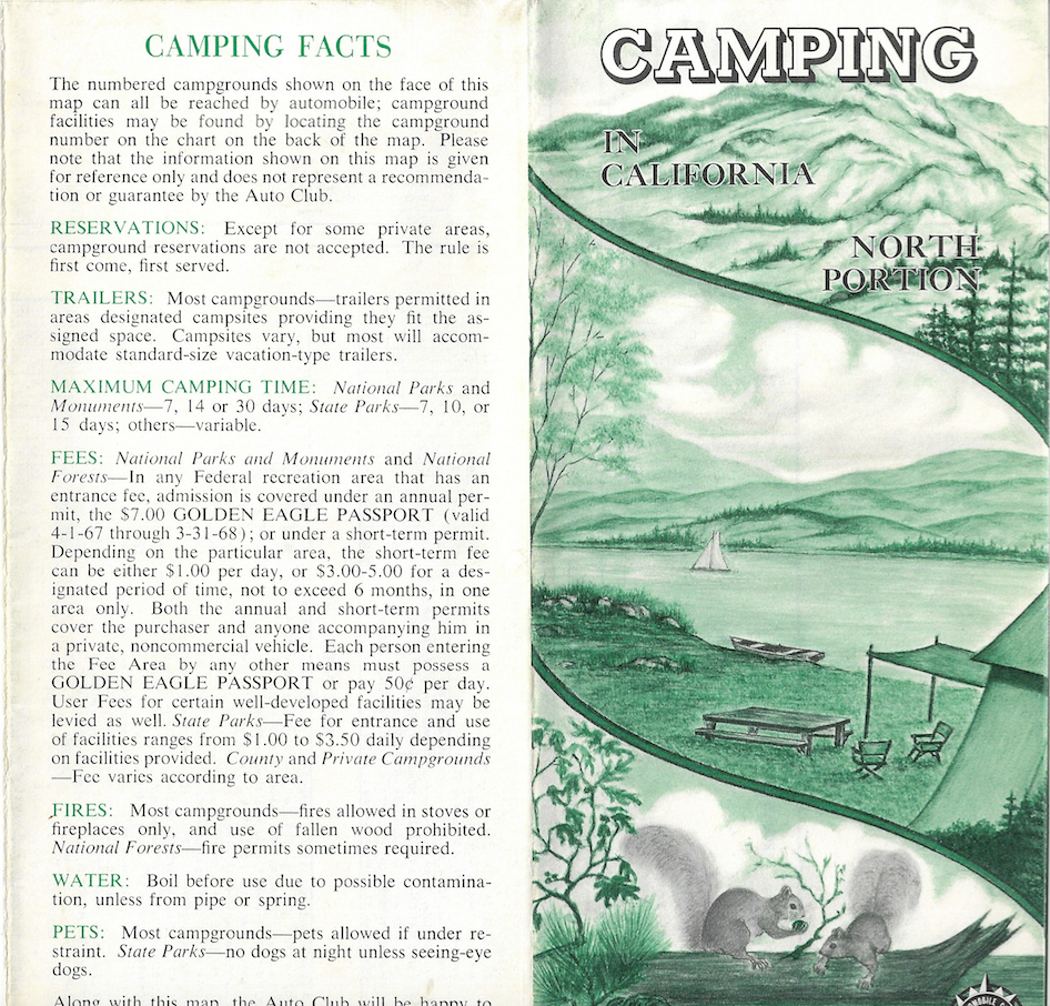1967 SCAC Map of Northern Ca Camping Sites