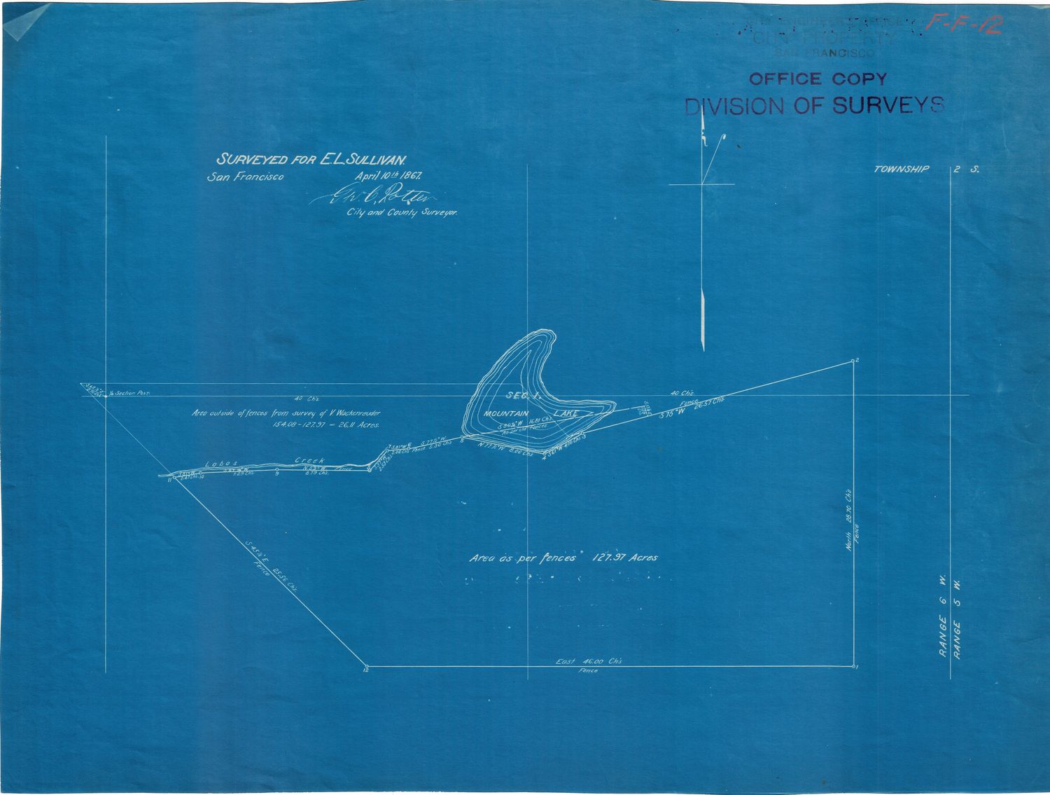 1935 (1867) Plat surveyed for E.L. Sullivan in San Francisco