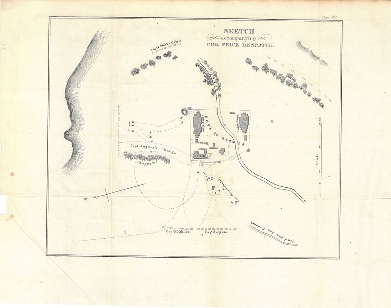 1847 Sketch Accompanying Col.Price Despatch Taos NM Battle by PS Duval