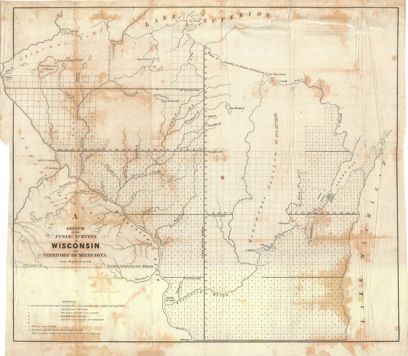 1849 Sketch of Public Surveys of Wisconsin &amp; Minnesota Territory