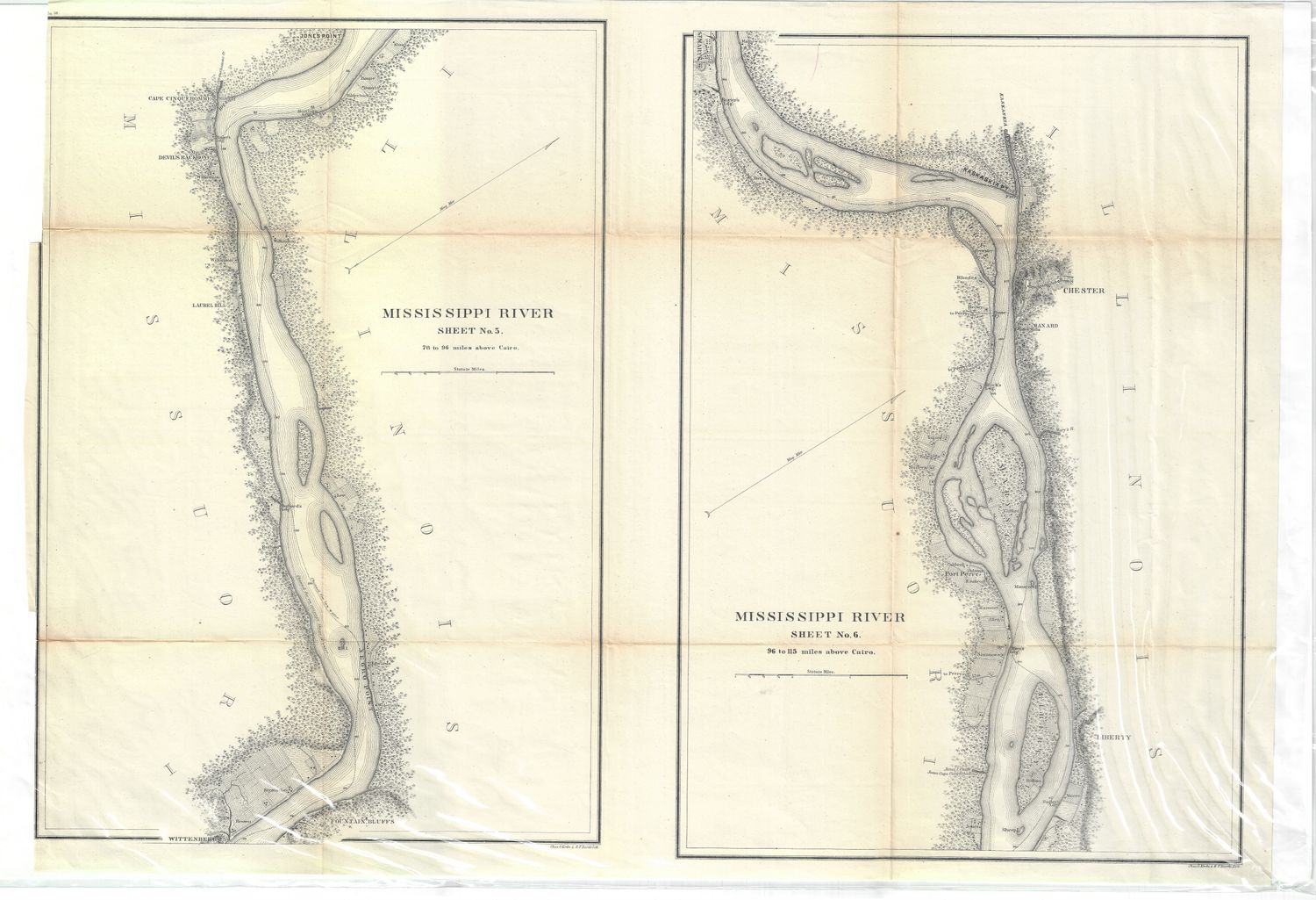 1865 Mississippi River Chart- 3 Sheet USCS