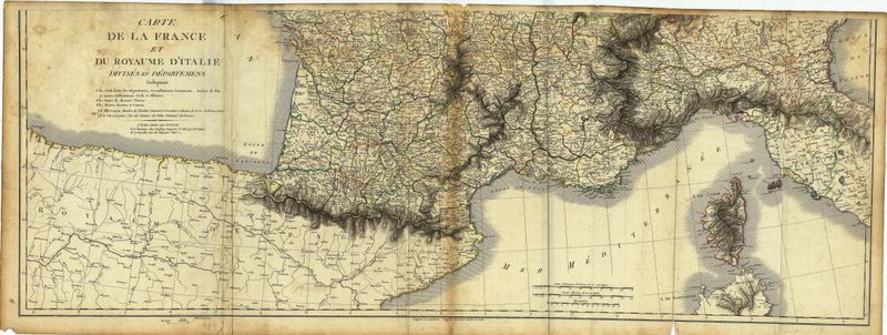 1807 Map of France &amp; Italy in the Savoy, Genoa and the sea