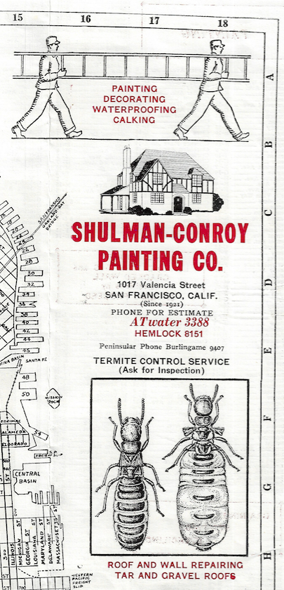 1955 Map of San Francisco from Shulman-Conroy Painting Co.